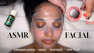 Pure ASMR Facial ‍️ (No Talking) | Hydrafacial, Dermaplaning, Mask, Massage, Hair Play