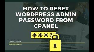 How To Reset Wordpress Admin Password From Namecheap Cpanel?
