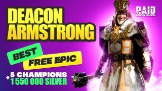 ️FREE Deacon Armstrong Raid Shadow Legends️ How to get free epic champion? | Build and Masteries