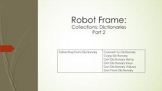 Robot Framework | Collections | Dictionary Part 2