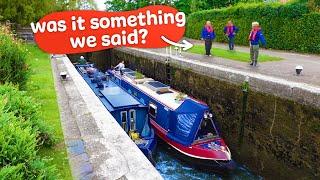 We think we upset the lock-keepers | Narrowboat cruise up the Stoke Bruerne flight - 217