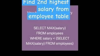 second highest salary in sql