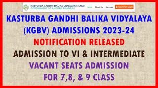 KASTURBA GANDHI BALIKA VIDYALAYA (KGBV) ADMISSIONS 2023-24