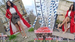 Amusement park afternoon coffee (winter coat, cervin tan stockings, highheels shoes)