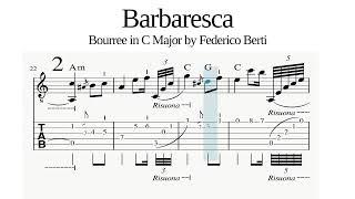 Guitar solo Bourree in C. Music by Federico Berti