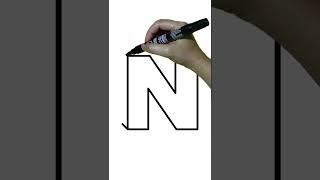 HOW TO DRAW 3D LETTER N