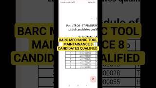 BARC TOOL MAINTAINCE RESULT 2023