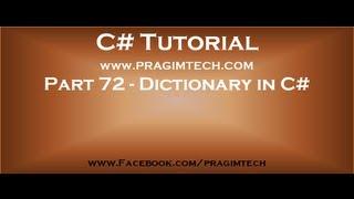 Part 72   What is dictionary in c#