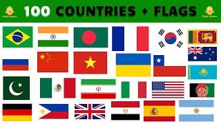 100 Countries and Flags in English