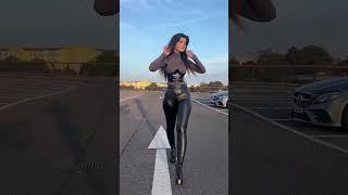 #fashion #latex #trending #beautiful #viral #leather #style #black #leggings #model #shorts