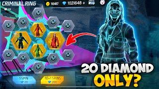 20 DIAMOND ONLY? FINALLY I GOT NEW GHOST CRIMINAL BUNDLENEW GHOST CREMINAL EVENT FREE FIRE