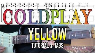 Yellow - Coldplay (Lead Guitar Lesson + Tab) w/ Guitar Solo