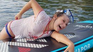 Periscope Live Net & Lorens World | Beautiful girl on a sup board at sunset