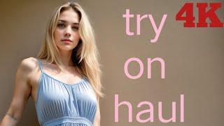 4K Try on Haul Transparent Clothes | No Bra Challenge 2024 Trend New | PRINCESS