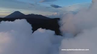 Bromo volcano -  flying into the volcanic plume