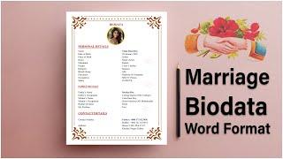 Marriage Biodata Format For Girl & Boyes in MS Word 2025  | বিয়ের বায়োডাটা ফরমেট BY AR MULTIMEDIA