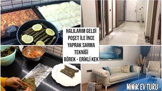 KOMŞULARIM İÇİN ÖN HAZIRLIK | HALILARIM GELDİ | POŞET İLE İNCE SARMA TEKNİĞİ | BÖREK VE ERİKLİ KEK