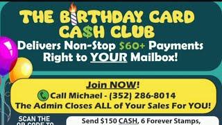 Birthday Card Cash Club Make Money Mailing Flyers from Home Making Money Mailing Postcards up to $85