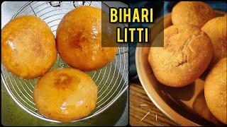 बिहारी स्टाईल लिट्टी रेसिपी।  Sattu Stuffed Fried Litti ।‌Bihar Ki Traditional Recipe Litti /Bati ।