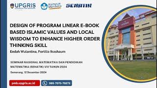 SENATIK VIII 2024_DESIGN OF PROGRAM LINEAR E-BOOK BASED ISLAMIC VALUES AND LOCAL WISDOM