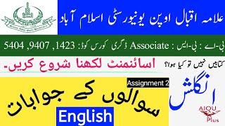 AIOU | BA BS AD English Assignment 2 Answer | 1423 | 9407 | 5404 | written assignment