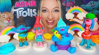 ASMR EATING EDIBLE TROLLS, RAINBOW DESSERT, CAKE, 트롤, 먹을 수 있는, 과자 (SWEET FOOD, CHOCOLATE) MUKBANG 먹방