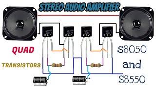 Transistors Stereo Amplifier S8050 and S8550 | USb Powered