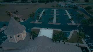 Drone shot of Saint Mark the Evangelist Church in Summerfield.