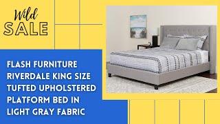 Flash Furniture Riverdale | King Size Tufted | Best Upholstered Platform Bed | Light Gray Fabric