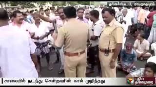 Police van rams fisherman in Ramanathapuram, people protest