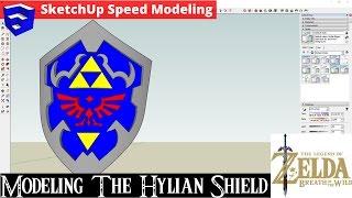 SKETCHUP SPEED MODELING - Shield from Zelda: Breath of the Wild