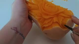 Carving a Rose from Squash