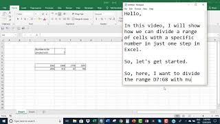 Excel: Divide a range of cells with a specific number in one step