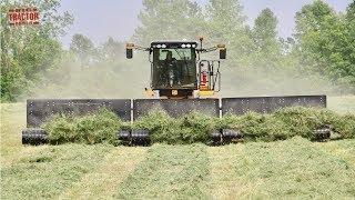 MOWING MERGING HARVESTING Alfalfa with Big Tractors
