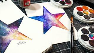 Easy Real-Time Watercolor Star Nebula Tutorial (Paint on a card!)