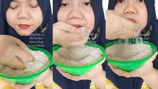 DYMA KULINER ASMR RAW RICE EATING Makan Beras Mentah #shorts #mukbang @dymavlog @Dymakuliner