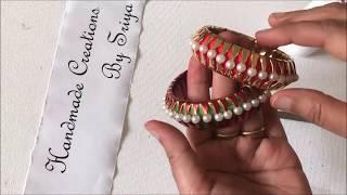 Making Silk Thread Bangles||diy silk thread bangles with ribbon||Silk Thread Pearl Bangles