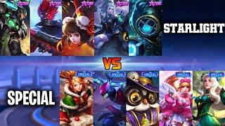 MOBILE LEGENDS SPECIAL SQUAD VS STARLIGHT SQUAD 1 VS 1 FIGHT | SPECIAL VS STARLIGHT SKIN