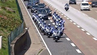 Queen Elizabeth II and Enormous Escort Entourage on a cleared Highway at Frankfurt