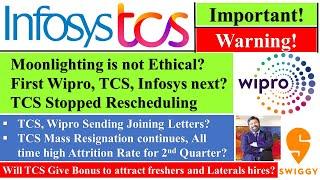 TCS Wipro Infosys Sending Joining Letters | #reschedule DOJ #moonlighting | Mass #resignation in #IT