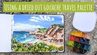 Using A Dried Out Winsor & Newton Designers' Gouache Travel Palette - Does it Still Work??