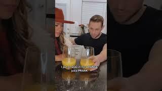 Wife puts an egg in her husband's orange juice as a prank!
