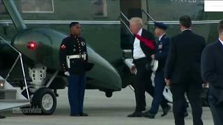 Трамп дважды поднимает сорванную ветром фуражку солдата. Молодец!