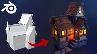 Low Poly Medieval Tavern | Blender Speed Modelling