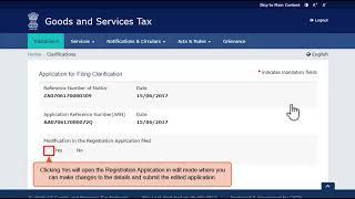 Online GST Registration Process - Part D ( How to file clarification in GST application )