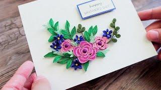 Paper Quilling Roses - how it's made! 🩷 Birthday Card