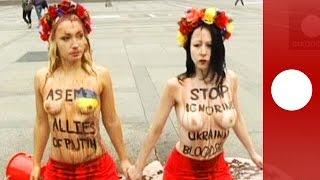Topless against Putin: Femen activists protest in Italy ahead of Russia-Ukraine talks