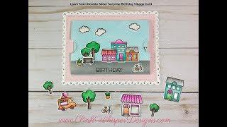 Lawn Fawn Double Slider Surprise Birthday Village Card