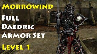 Morrowind Full Daedric Armor Set at Level 1 - No Exploits