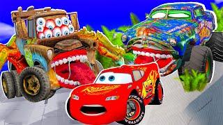 Lightning McQueen and BOOST vs MATER SPIDER Choo Choo  Pixar cars apocalypse in  BeamNG.drive